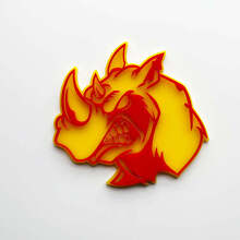 3D Rhino Angry Logo Badge - Custom Fender Emblem for Cars Trucks and SUVs Red vs Yellow
 4