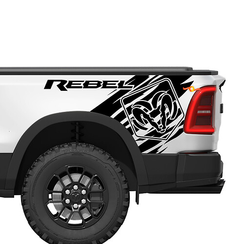 Dodge Ram Rebel Grunge Logo Truck bed Vinyl Decal Sticker Graphic
