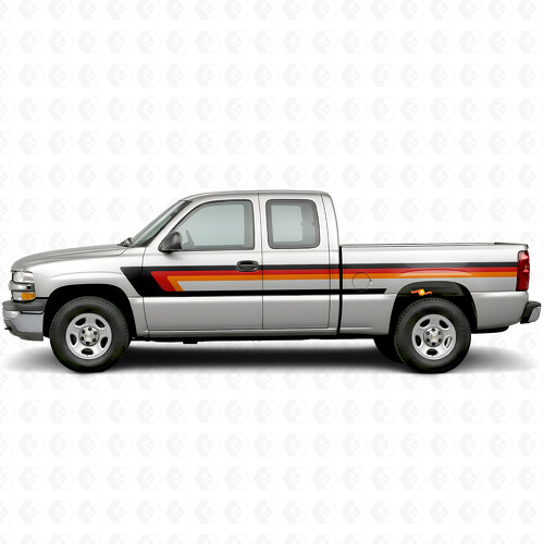 Retro Upper Beltline Door & Bedside Vinyl Stripes for Chevrolet Silverado 1500 GMT800 1999-2007