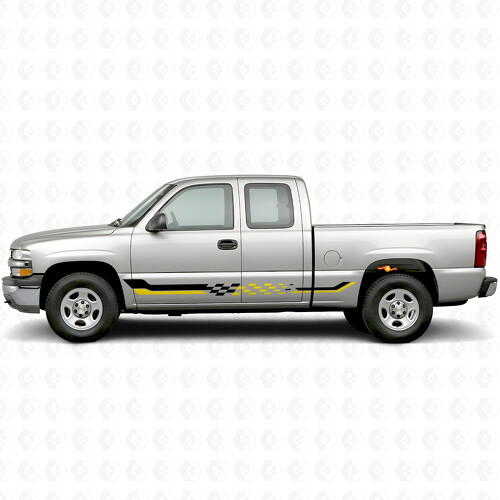 Checkered Racing Door & Rocker Panel Vinyl Stripes for Chevrolet Silverado 1500 GMT800 1999-2007