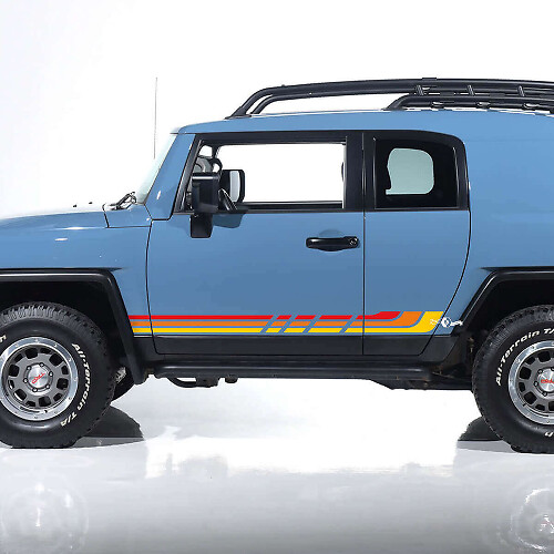 Vintage Style Side Door Stripe Vinyl Decals Kit for Toyota FJ Cruiser