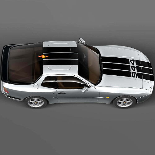Triple Stripes Hood and Roof Vinyl Decal Kit for Porsche 944 Turbo