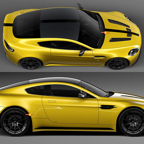 Full Body Aston Martin V8 Vantage Coupe F1 Stripe Hood Roof Trunk Vinyl Decals Stickers
