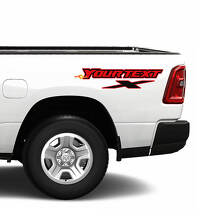 Custom Text X Logo Rear Side Vinyl Decal Set for Dodge Ram 1500_2