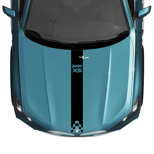BMW X5 G05 Hood Checkered Stripe Decal - Vinyl M Performance 3
 1