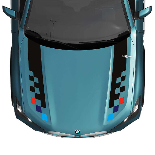 BMW X5 G05 Bonnet Checkered Stripes Decal - Vinyl M Performance 2