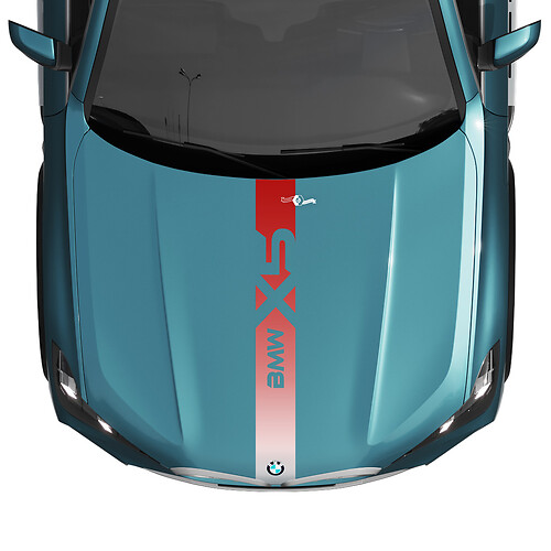 BMW X5 G05 Hood Central Gradient Stripe Decal Vinyl Sticker
