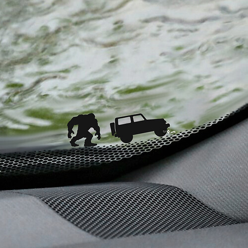 Yeti Bigfoot Jeep Wrangler Windshield Easter Egg Corner Decal - Custom Vinyl Graphic 2

