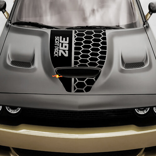 Hood Dodge 392 Scat Pack Challenger or Charger Hemi Vinyl Racing Decal Sticker
