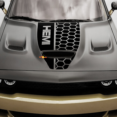 Hood Dodge Hemi Challenger or Charger Hemi Vinyl Racing Decal Sticker
