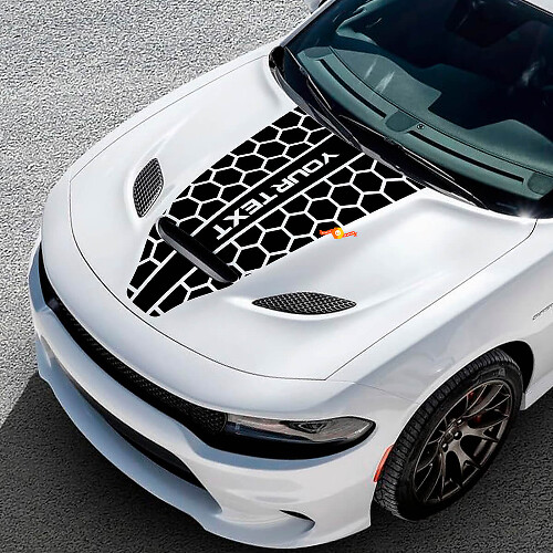 Custom Text Honeycomb Style Hood Vinyl Decal for Dodge Challenger or Charger