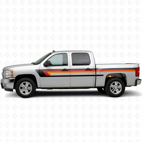 Retro Upper Beltline Door & Bedside Vinyl Stripes for Chevrolet Silverado 1500 GMT900 2007-2013_1