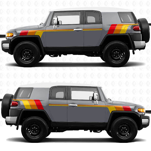 Vintage Retro Heritage Stripes Side Decals Stickers Graphics - fit to Toyota FJ Cruiser
