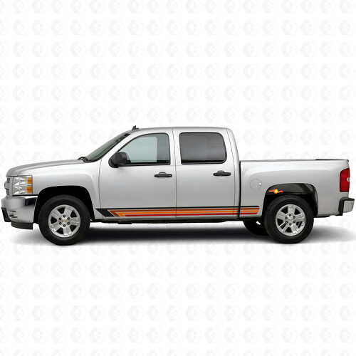 Vintage Band Door & Rocker Panel Vinyl Stripes for Chevrolet Silverado 1500 GMT900 2007-2013_1