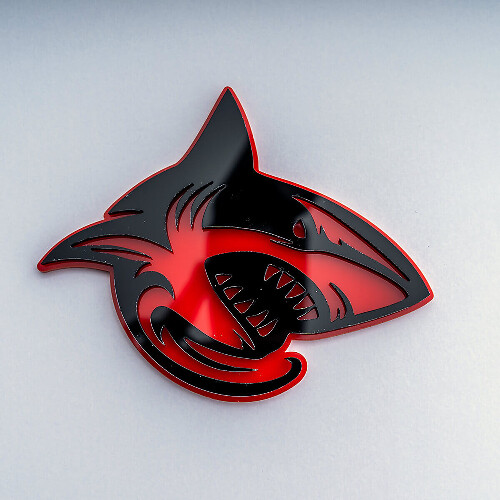 Shark Hellshark 3D Badge Fender Badges Emblem Black and Red
