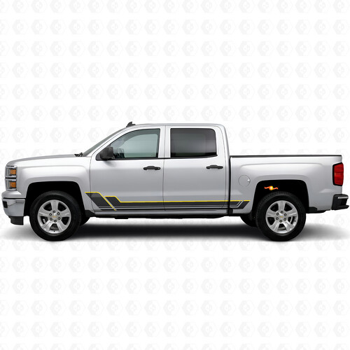 Angular Outline Door & Rocker Panel Vinyl Stripes for Chevrolet Silverado 1500 K2XX 2014-2019_1