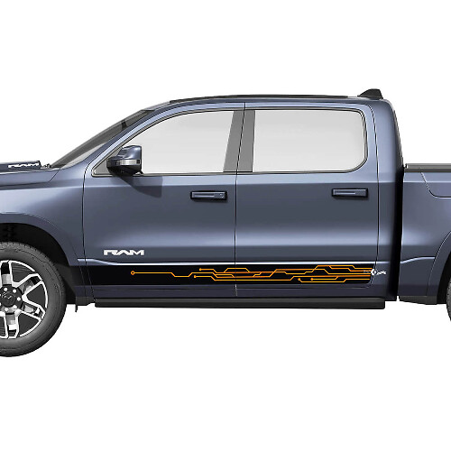 Side Rocker Panel Stripes Modern for Dodge RAM 1500 REV Vinyl Decals Stickers Graphics 3
 1