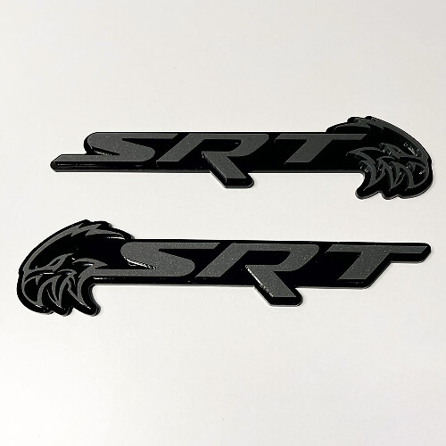 SRT Trackhawk 3D Badge Black vs Grey Fender Badges Emblem 3
