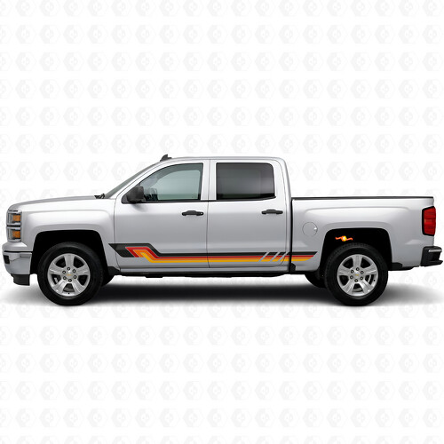 Retro Parallel Door & Rocker Panel Vinyl Stripes for Chevrolet Silverado 1500 K2XX 2014-2019_1