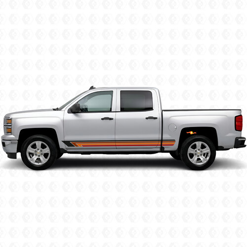 Vintage Band Door & Rocker Panel Vinyl Stripes for Chevrolet Silverado 1500 K2XX 2014-2019_1