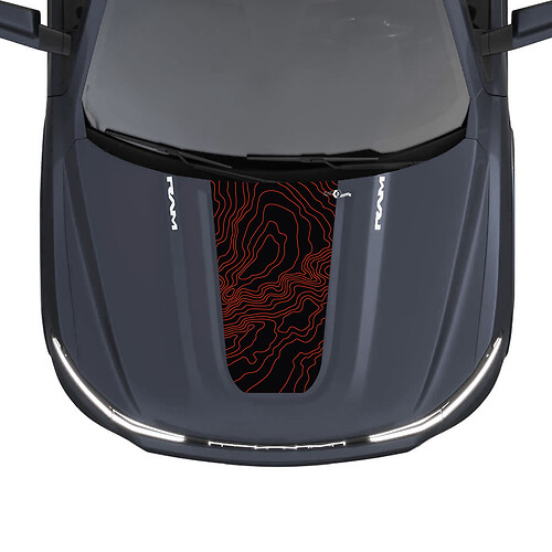 Hood Stripes Topographic map for Dodge RAM 1500 REV Vinyl Decals Stickers Graphics
