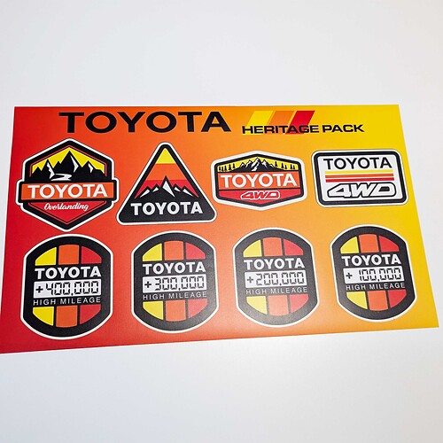 Toyota High Mileage Heritage Retro Vintage Old Style Sticker Pack Decals Graphics

