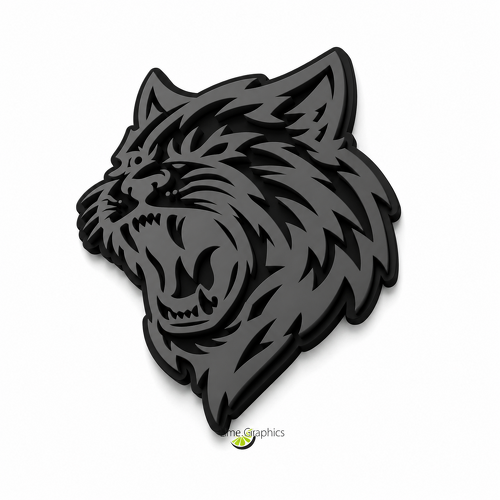 WildCat Style Black Dark Grey Custom Cat Head 3D Fender Tailgate Badge