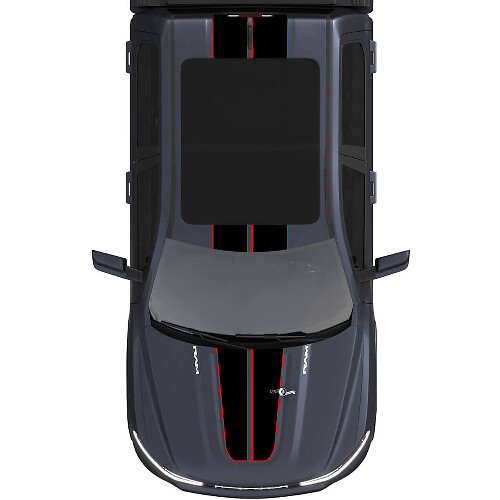 Hood and Roof Dual Central Stripes Vinyl Decals Stickers Graphics 3 for Dodge Ram 1500 REV