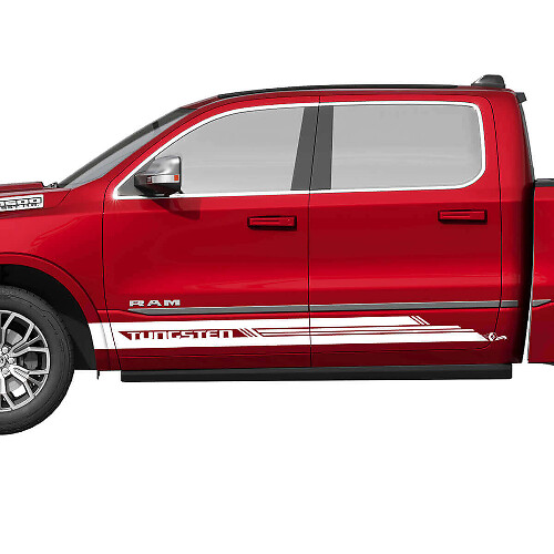 Lettering Side Rocker Panel Stripes Vinyl Decals Stickers Graphics for Dodge RAM 1500 TUNGSTEN 1