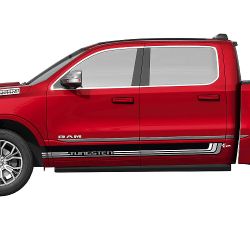 Tungsten Lettering Retro Stripes Side Vinyl Decal Sticker for RAM 1500 Tungsten