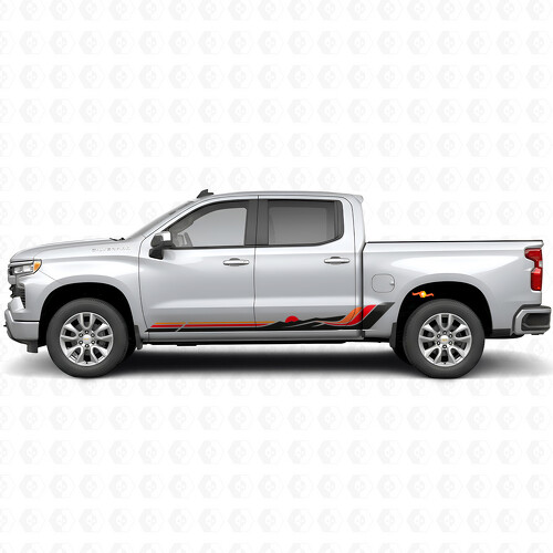 Retro Mountain Wave Door & Rocker Panel Vinyl Stripes for Chevrolet Silverado 1500 T1XX 2019-2026_1
