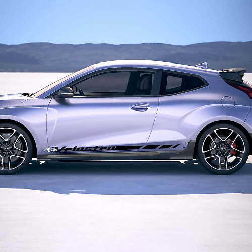 2x Porte Veloster Côtés Bandes de Course Autocollants Vinyle Décalque compatible avec Hyundai Veloster