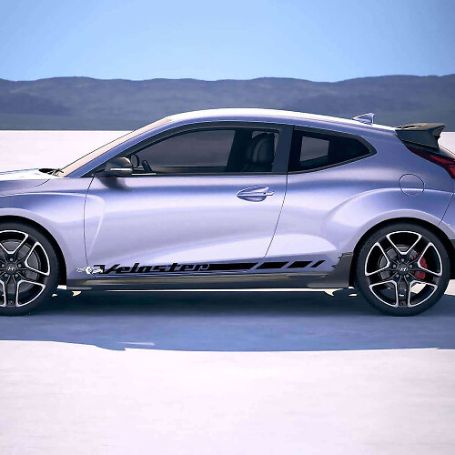 Checkered Side Stripes Vinyl Decal Kit for Hyundai Veloster