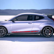 2x Porte Veloster Côtés Bandes de Course Autocollants Vinyle Décalque compatible avec Hyundai Veloster 3