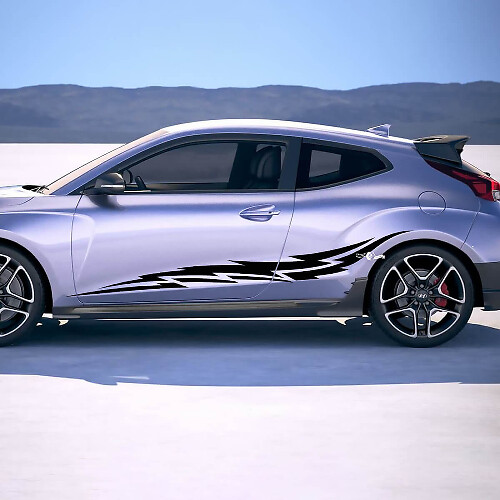 2x Door Side Wings Racing Stripes Vinyl Stickers Decal fit to Hyundai Veloster
