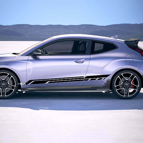 2x Porte Latérales Bandes de Course Autocollants Vinyles Decal adapté pour Hyundai Veloster