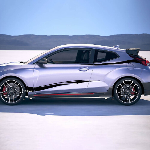 2x Door Side Tribal Racing Stripes Vinyl Stickers Decal fit to Hyundai Veloster
