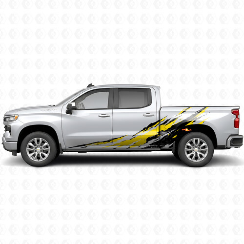 Distressed Splash Door & Bedside Vinyl Stripes for Chevrolet Silverado 1500 T1XX 2019-2026