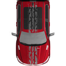 Tire Tracks Style Stripes Hood Roof Vinyl Decal Sticker for Dodge Ram 1500_2