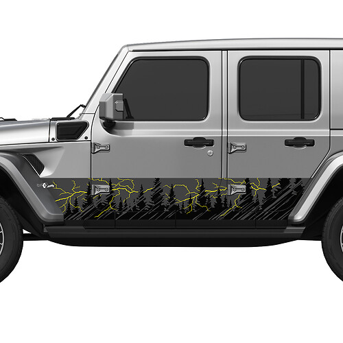 Mountains Trees Lightning Splash Wrap Side Doors Vinyl decal sticker fit Jeep Wrangler
