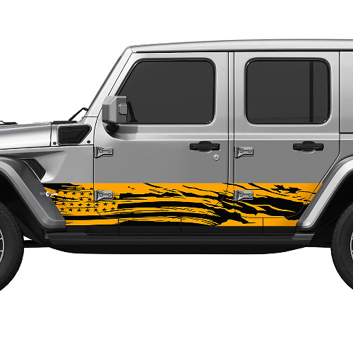 US Patriotic Distressed Flag Splash Wrap Side Doors Vinyl decal sticker fit Jeep Wrangler
