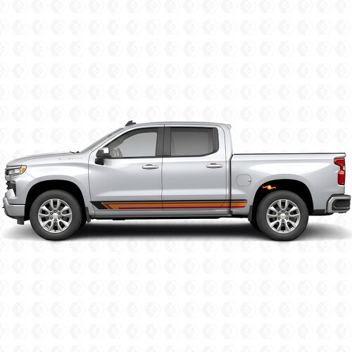 Vintage Band Door & Rocker Panel Vinyl Stripes for Chevrolet Silverado 1500 T1XX 2019-2026_1