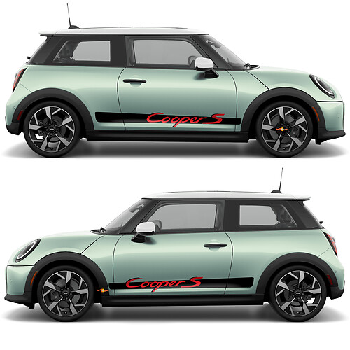 Mini Cooper S side stripe lettering Porsche style graphics decal
