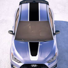 Hood and Roof Central Racing Stripes Vinyl Stickers Decal fit to Hyundai Veloster
 2
