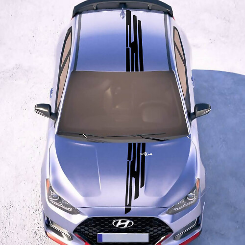 Hood and Roof Central Wing Racing Stripes Vinyl Stickers Decal fit to Hyundai Veloster 2
