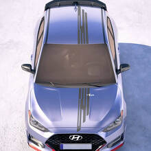 Hood and Roof Central Wing Racing Stripes Vinyl Stickers Decal fit to Hyundai Veloster 2
 2