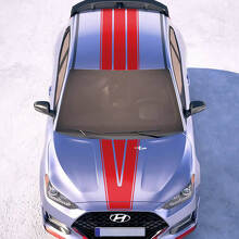 Hood and Roof Central V Racing Stripes Vinyl Stickers Decal fit to Hyundai Veloster
 2