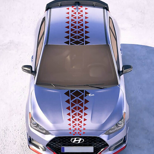 Hood and Roof Central Gradient Ornament Racing Stripes Vinyl Stickers Decal fit to Hyundai Veloster

