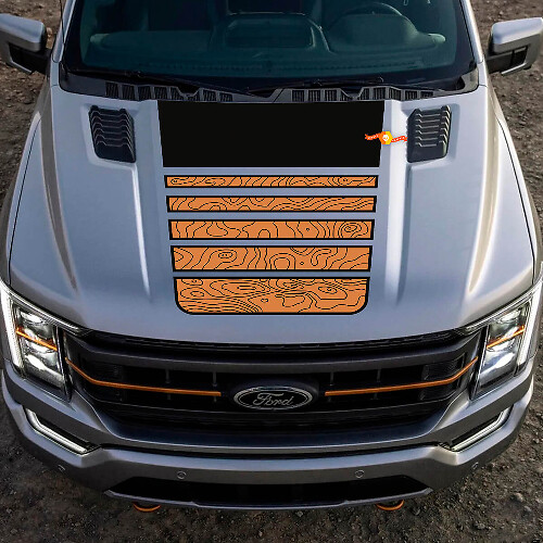 Topographic Map Hood Stripes Vinyl Decal for Musclecar truck Tremor