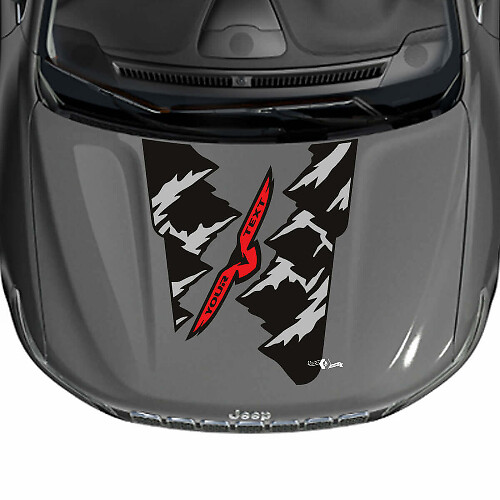 Custom Text Mountains Eagle Bonnet Vinyl Decal Sticker Graphic for Jeep Cherokee Trailhawk 1